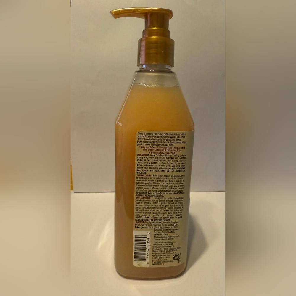 THREE Creme of Nature Pure Honey Shrinkage Defense Curling Jelly 12 oz each. - Picture 6 of 6